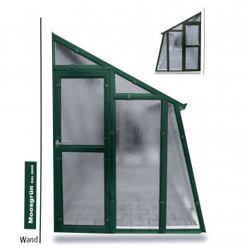 Vario Stahl Anlehngewächshaus Casa 4,5 Nörpelglas BxL 152x452cm 6,9m² moosgrün